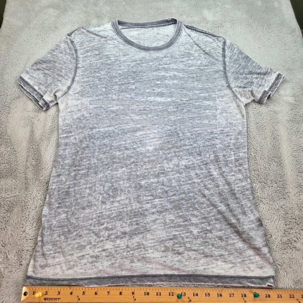 Lucky Brand Venice Burnout T-Shirt Mens Sz M Flag Graphic Short Sleeve Grey Marl